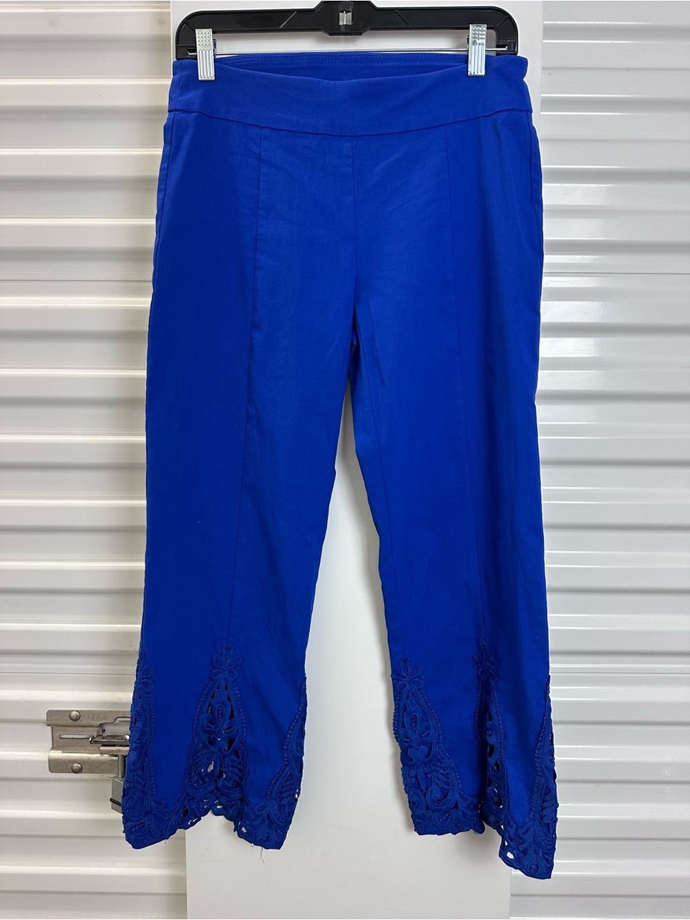 Attyre Royal Blue Embroidered Hem Cropped Pants